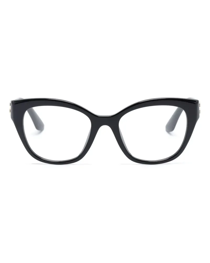 Miu Miu Cat-Eye-Brille mit Logo-Schild - Schwarz Schwarz