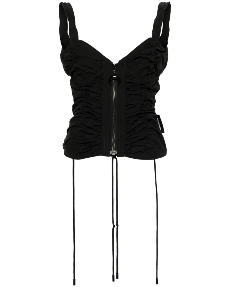 Marine Serre Gerafftes Top - Schwarz Schwarz