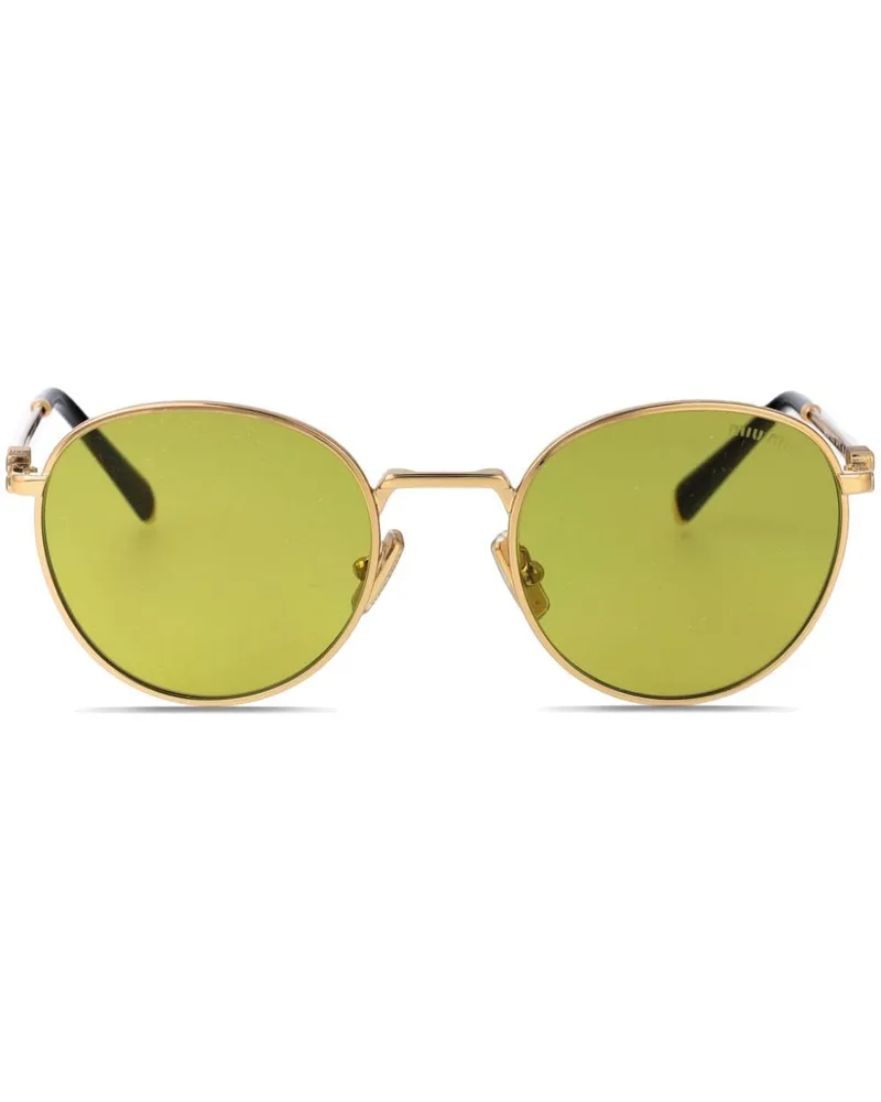 Miu Miu Sonnenbrille mit rundem Gestell - Gold Gold