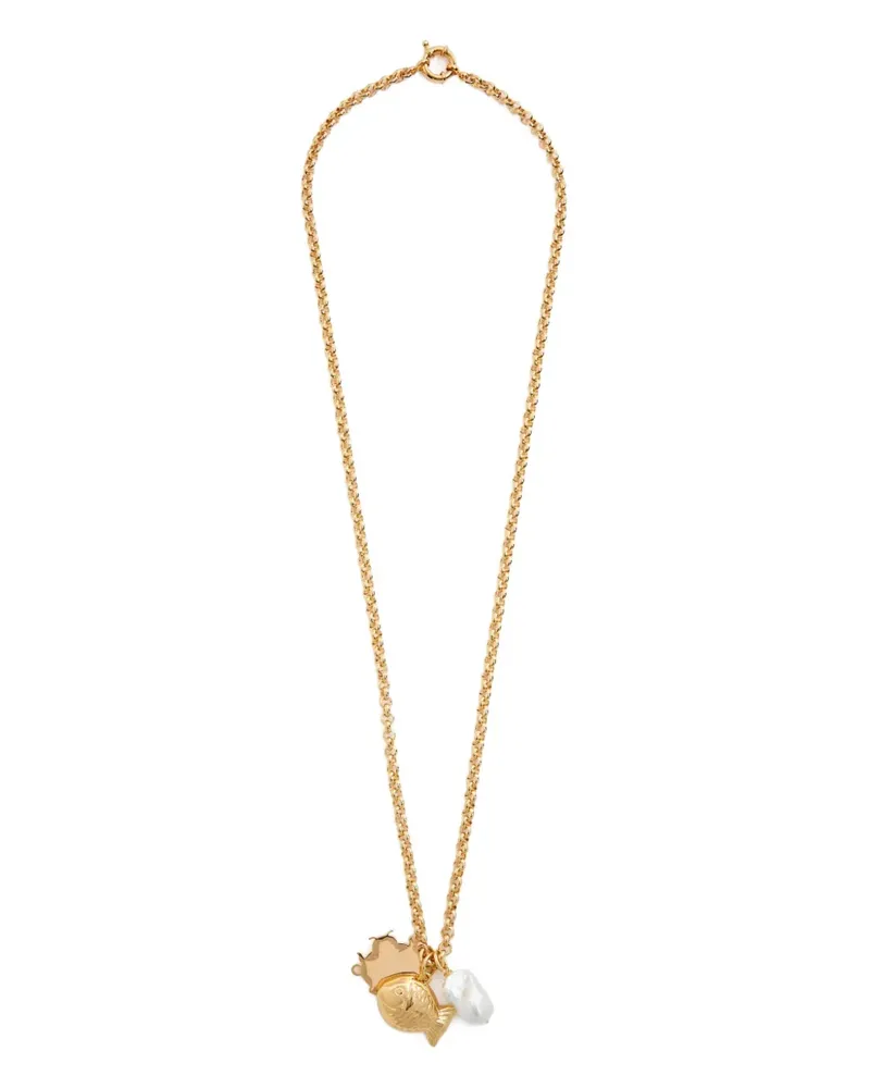 TIMELESS PEARL fish-charm chain necklace - Gold Gold