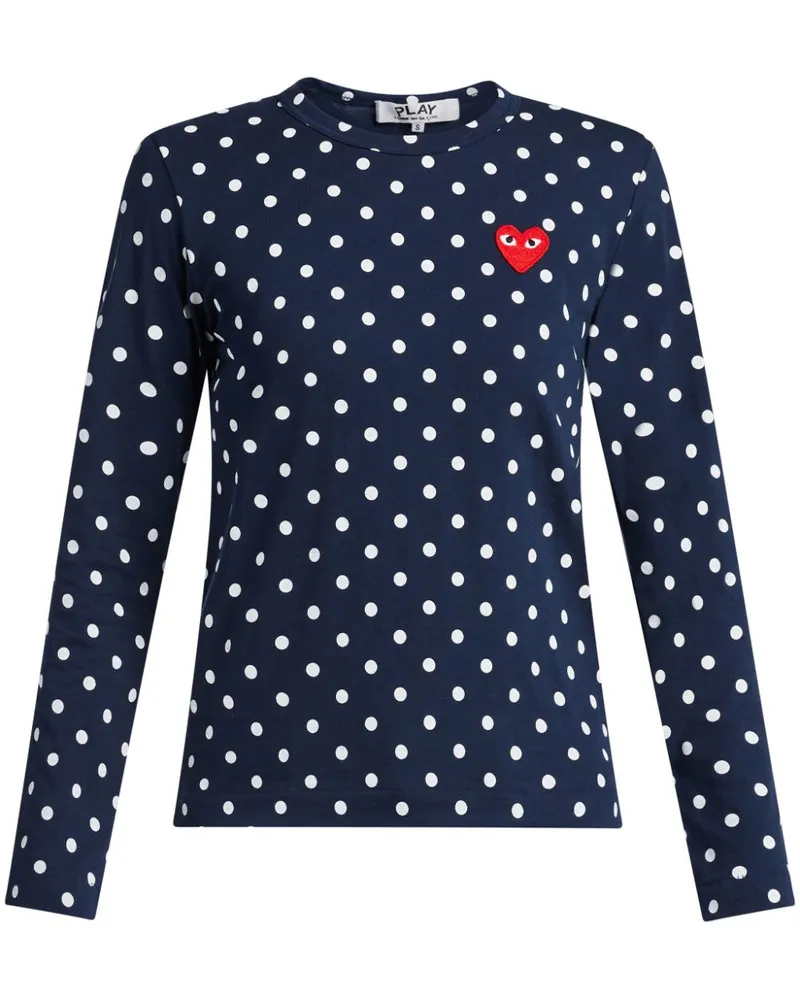 Comme des Garçons polka dot heart logo T-shirt Blau