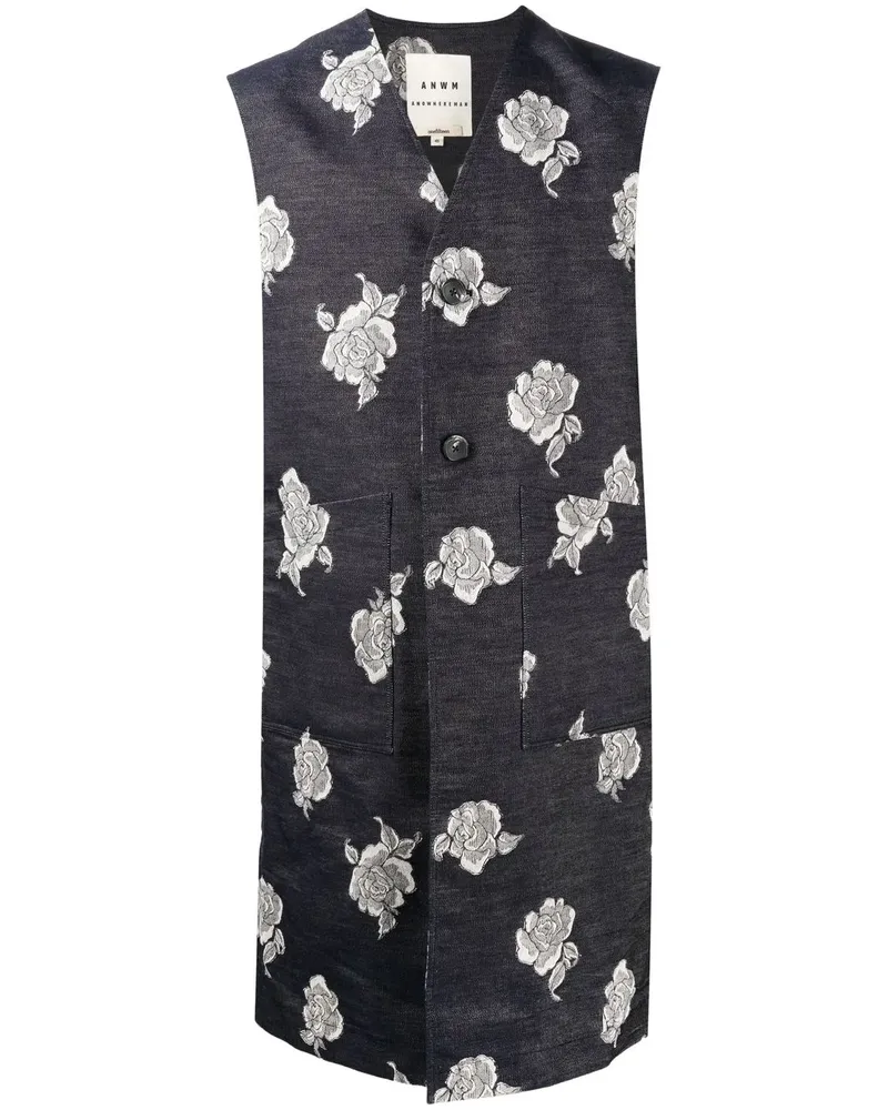 onefifteen x Anowhereman Jacquard-Weste - Blau Blau