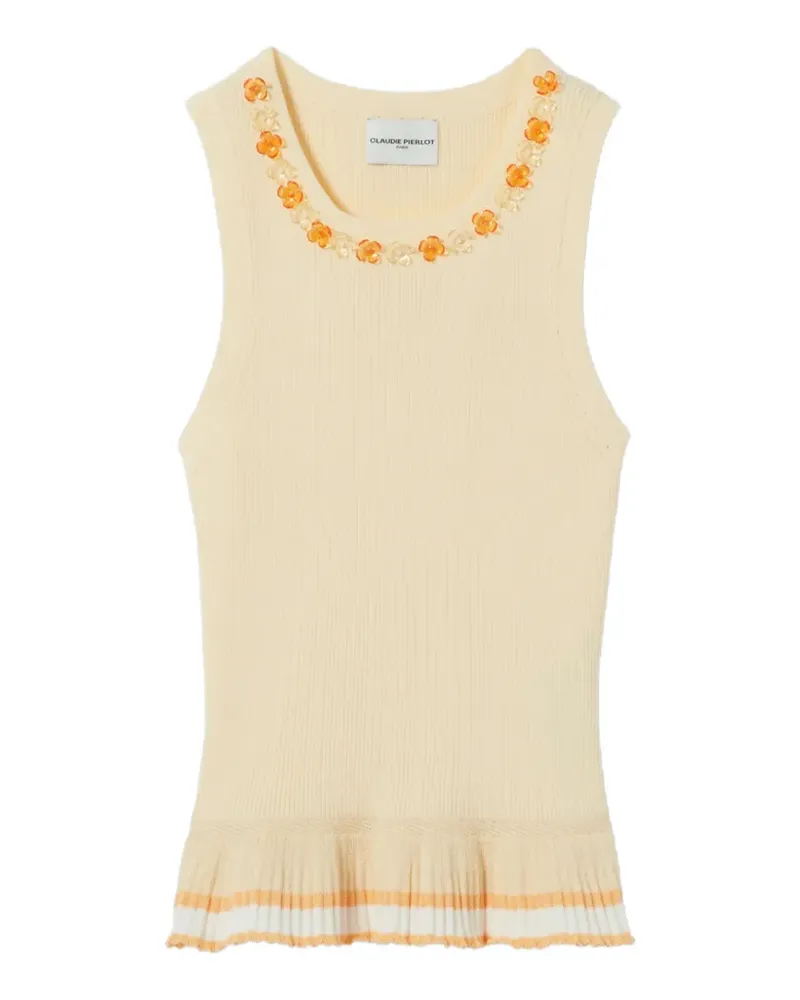 Claudie Pierlot floral-embellished peplum tank top - Gelb Gelb