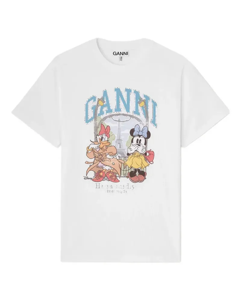 Ganni T-Shirt mit grafischem Print - Weiß Weiß