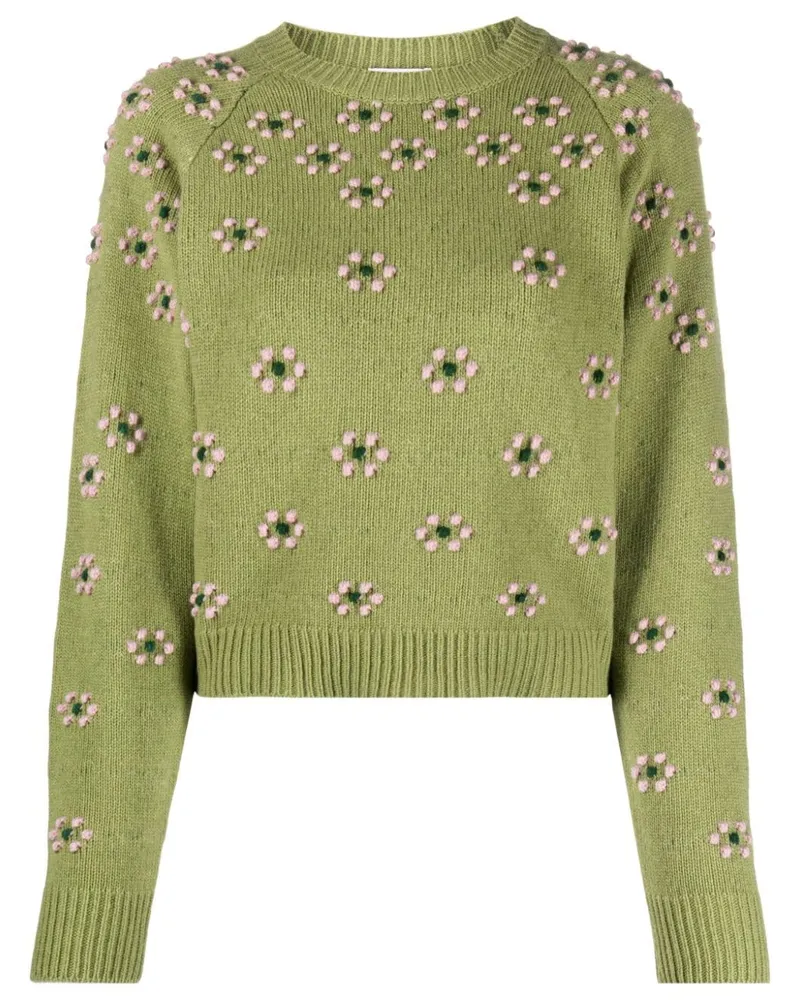 Kenzo Pullover mit aufgestickten Blumen - Grün Grün