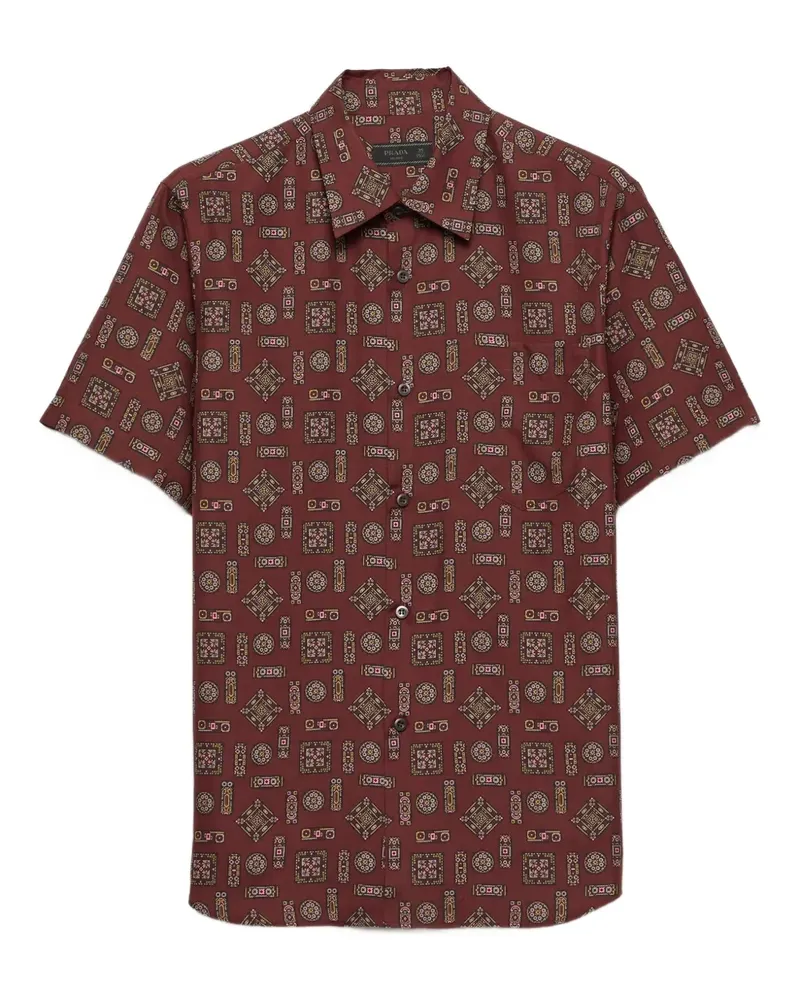 Prada Seidenhemd mit Print - Rot Rot
