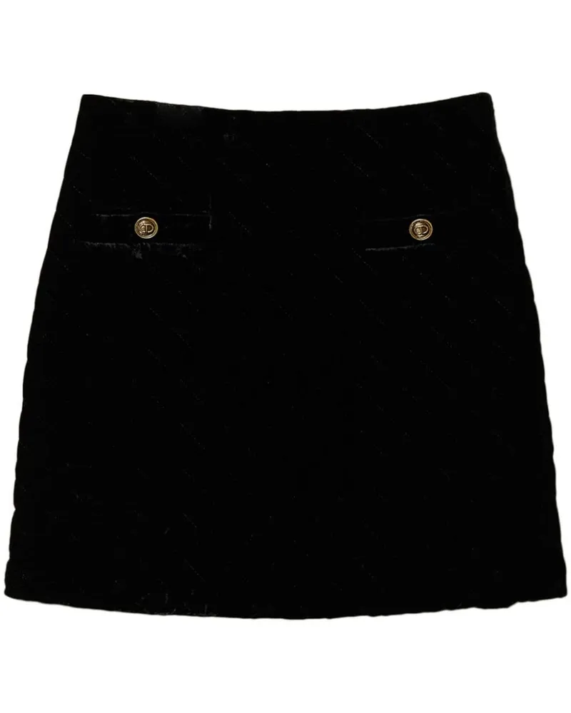 Twin-Set Minirock mit Logo-Gravur - Schwarz Schwarz