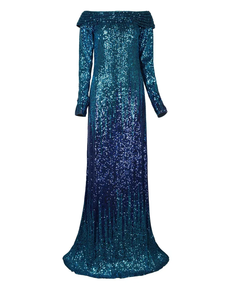 Tadashi Shoji sequin off-shoulder maxi dress - Blau Blau