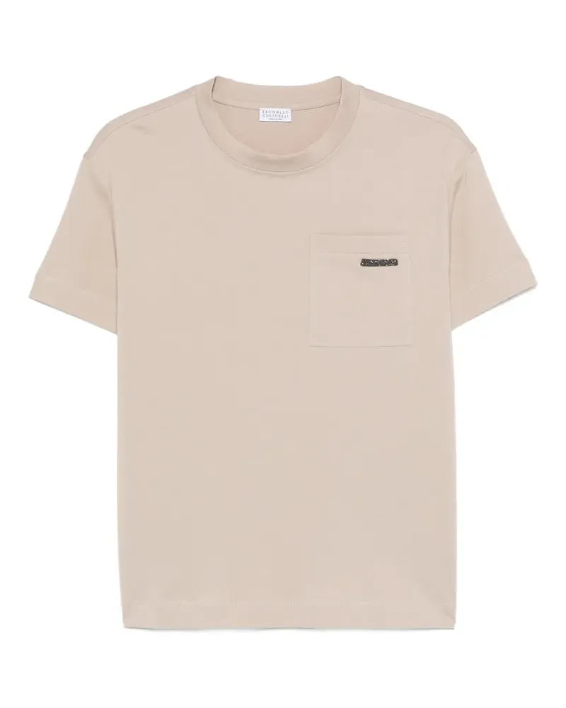 Brunello Cucinelli T-Shirt mit Brusttasche - Nude Nude