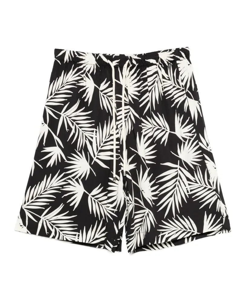 Laneus leaf print shorts - Schwarz Schwarz