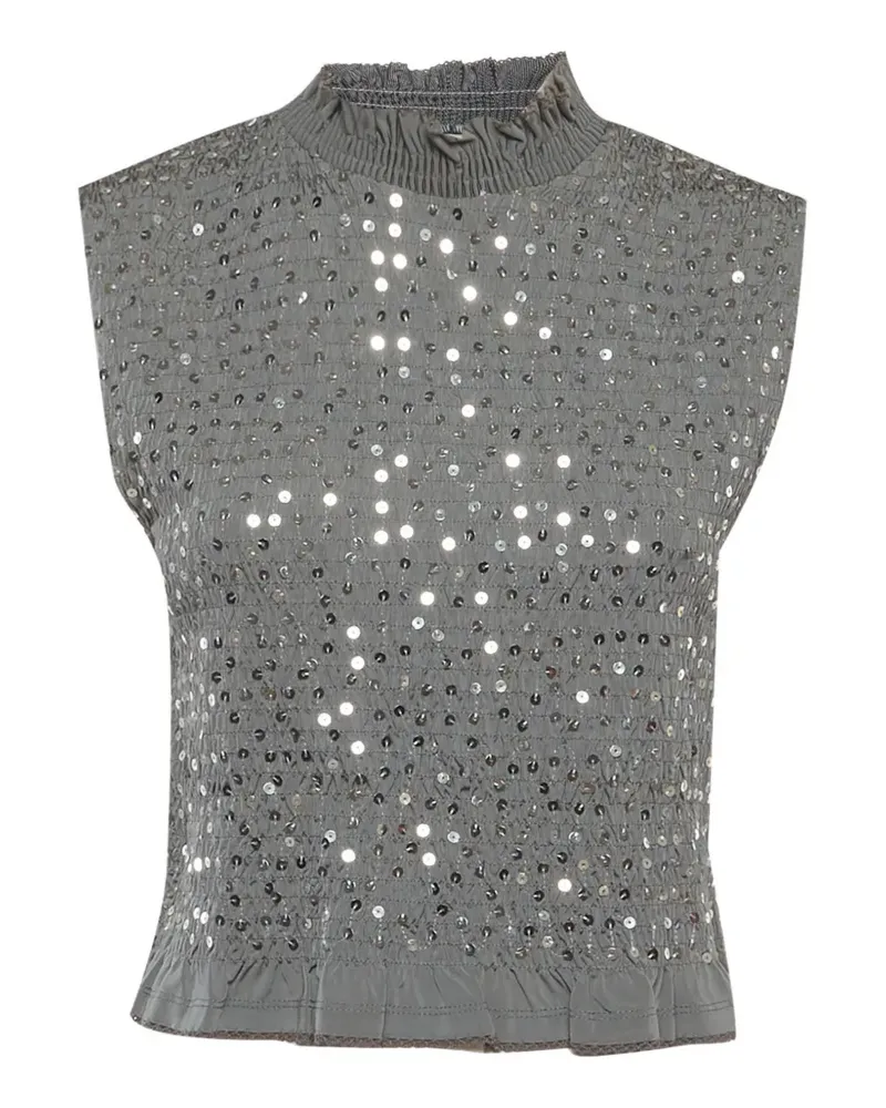 Sandro sequin-embellished smocked top - Grau Grau