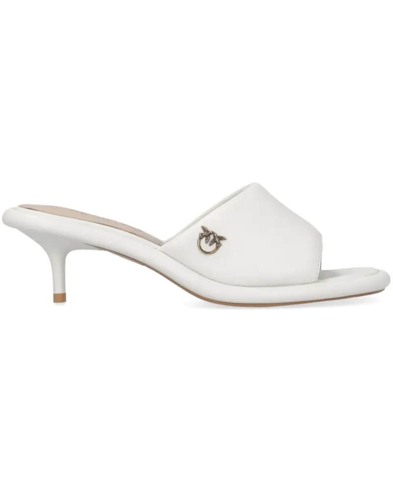 Pinko Mules mit Love Birds-Schild - Weiß Weiß