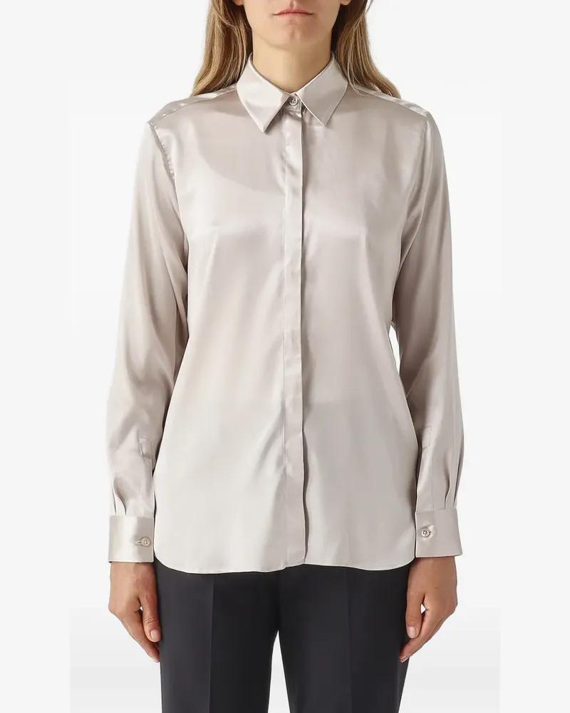Tagliatore Andra satin-finish long-sleeve shirt - Nude Nude