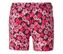 Badeshorts mit Blumen-Print - Schwarz