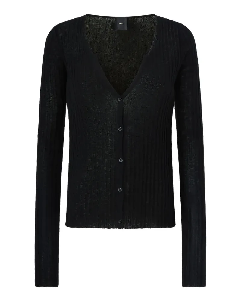 Pinko ribbed-knit V-neck cardigan - Schwarz Schwarz