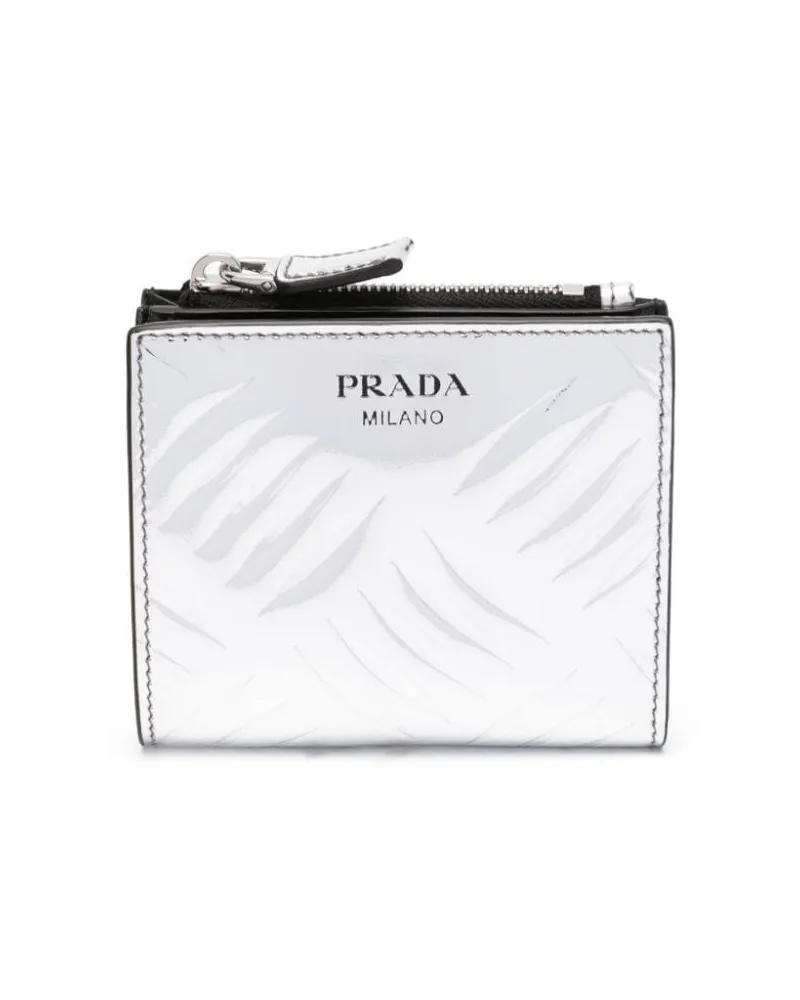 Prada Portemonnaie mit Logo-Print - Silber Silber