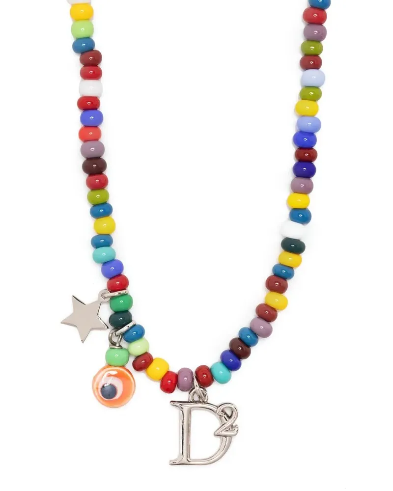 Dsquared2 Perlenkette mit Logo-Anhänger - Blau Blau