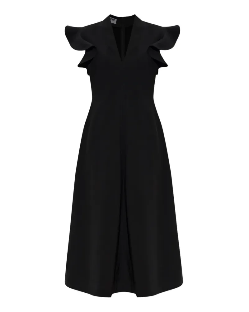 Moschino Gerüschtes Kleid mit V-Ausschnitt - Schwarz Schwarz