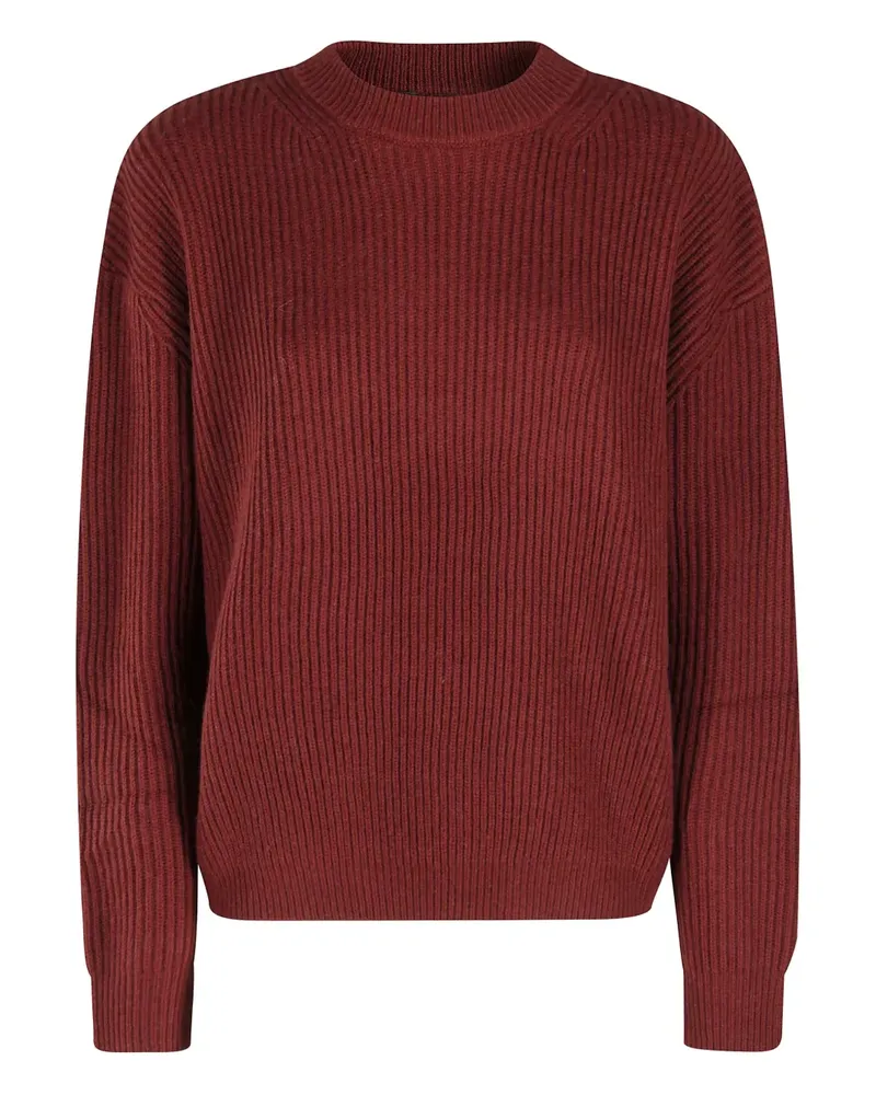 Isabelle Blanche Gerippter Pullover mit Leder-Patch - Rot Rot