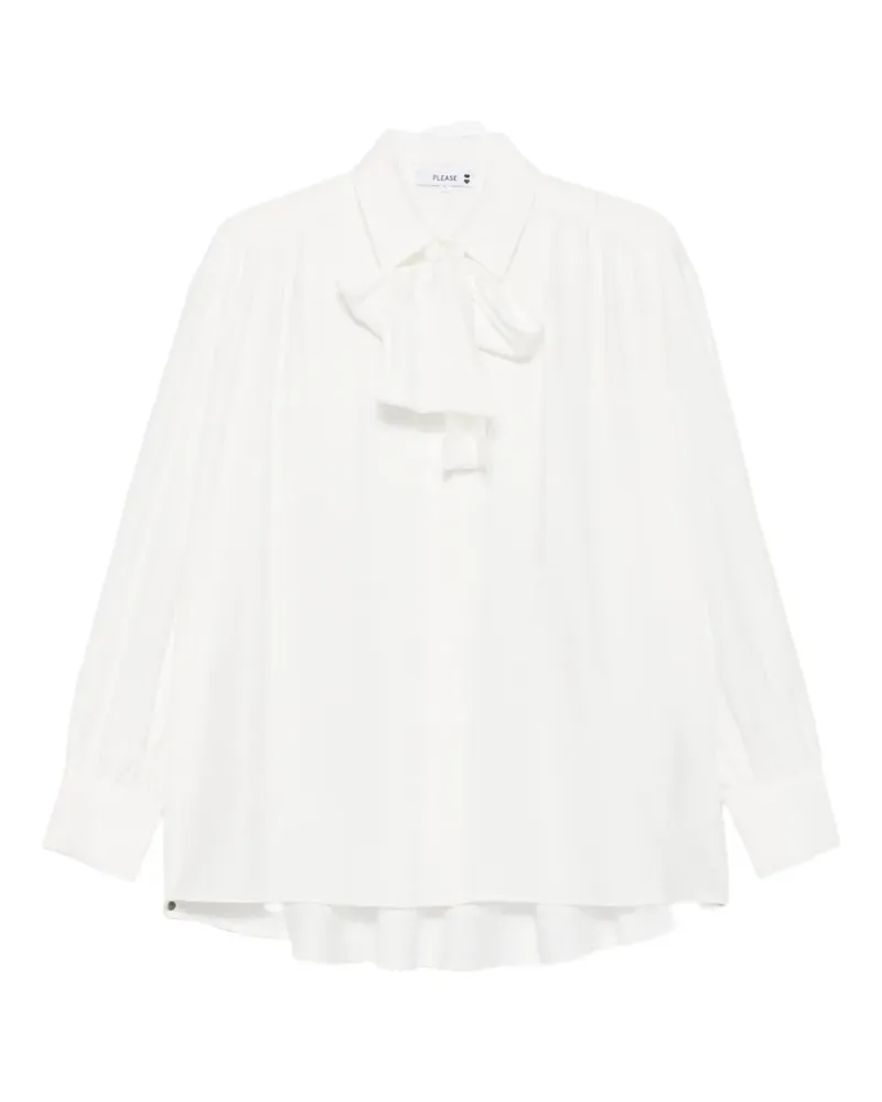 Please bow-detail long-sleeve shirt - Weiß Weiß