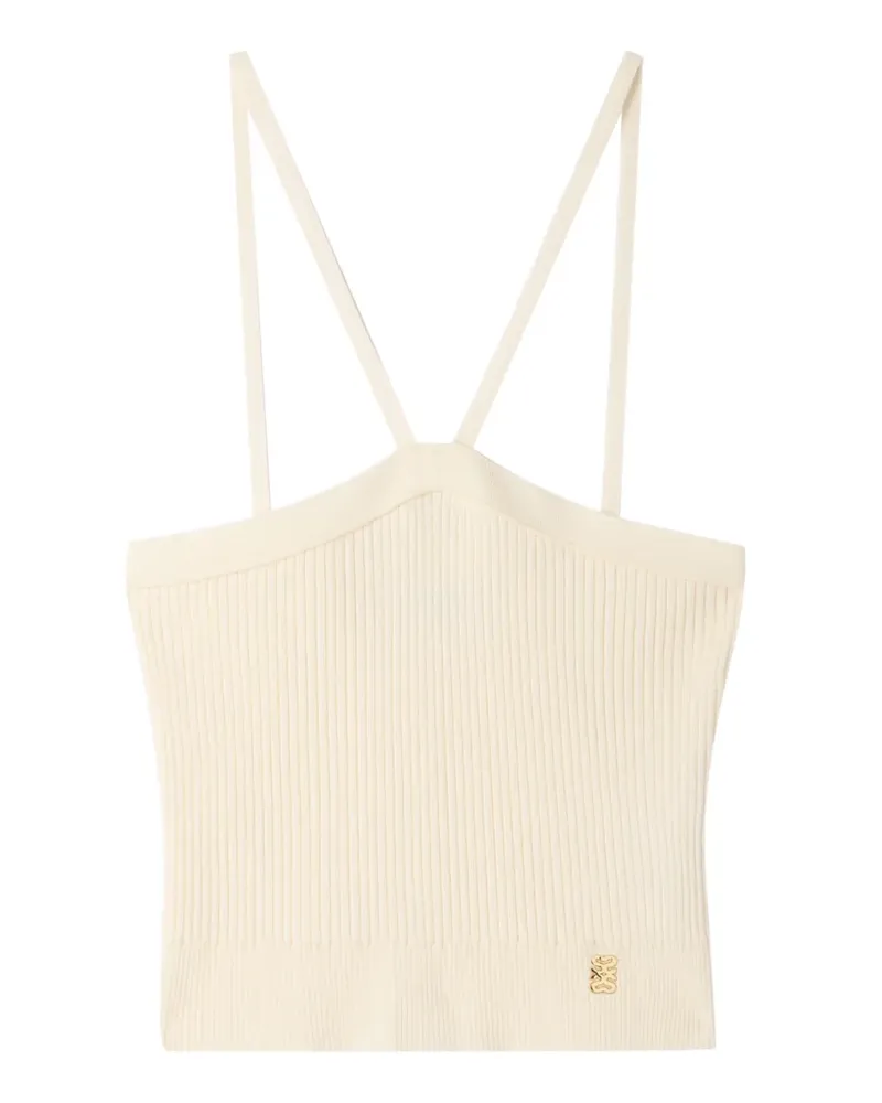 Sandro Geripptes Cropped-Stricktop - Nude Nude