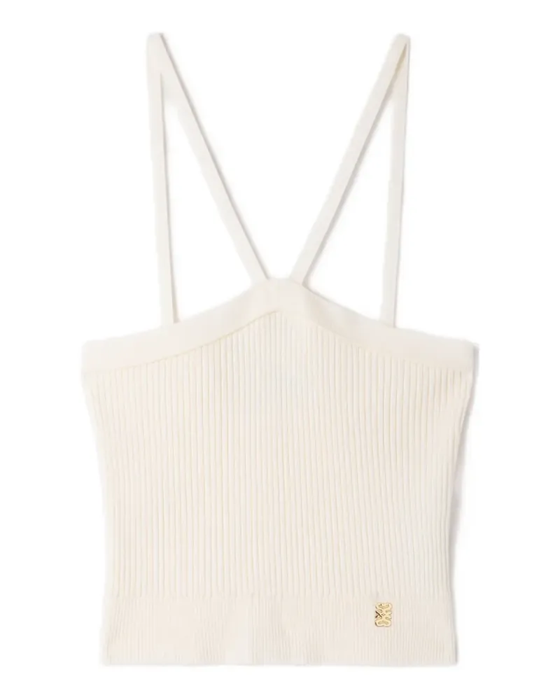 Sandro Geripptes Cropped-Stricktop - Nude Nude