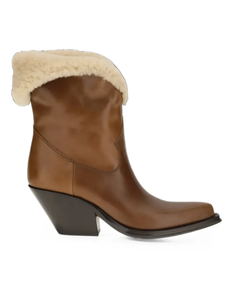 Chloé Azelan shearling-trim ankle boots - Braun Braun