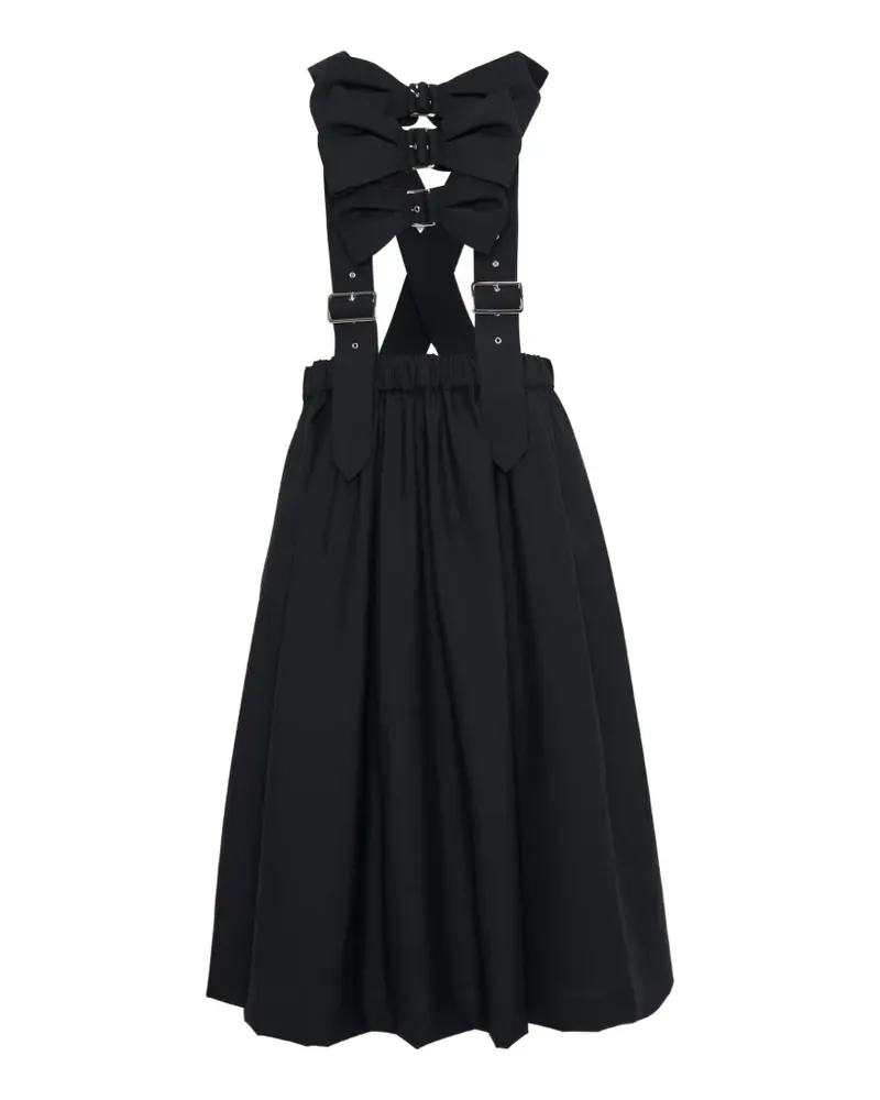 Noir Kei Ninomiya Midikleid mit überkreuzten Trägern und Schleifendetail - Schwarz Schwarz