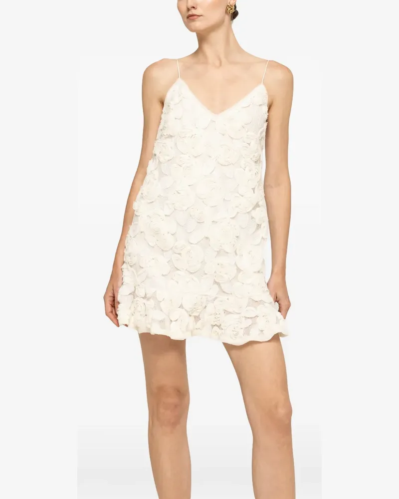 NISSA 3D floral-embroidery mini dress - Weiß Weiß