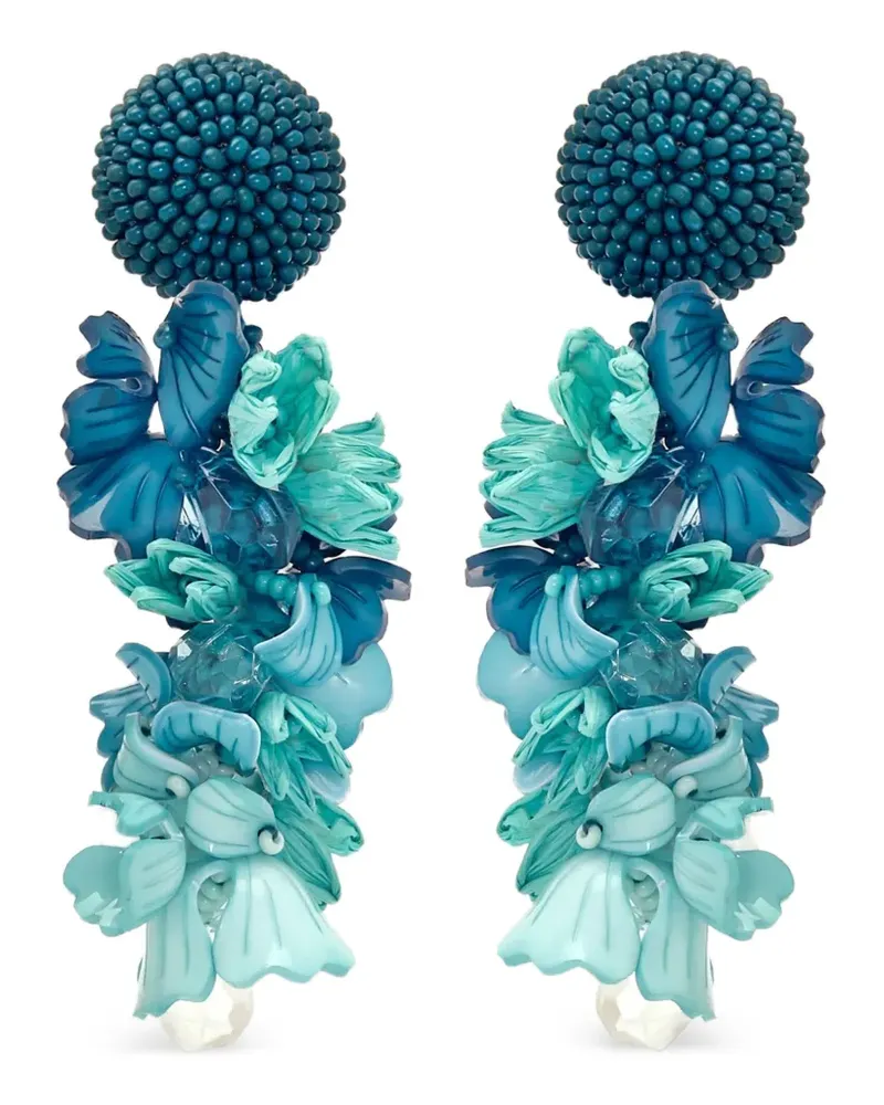 Oscar de la Renta Blumen-Ohrringe - Blau Blau