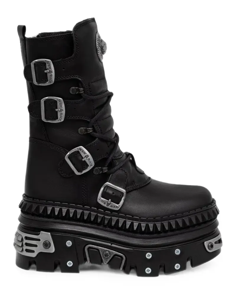 New Rock buckled platform boots - Schwarz Schwarz