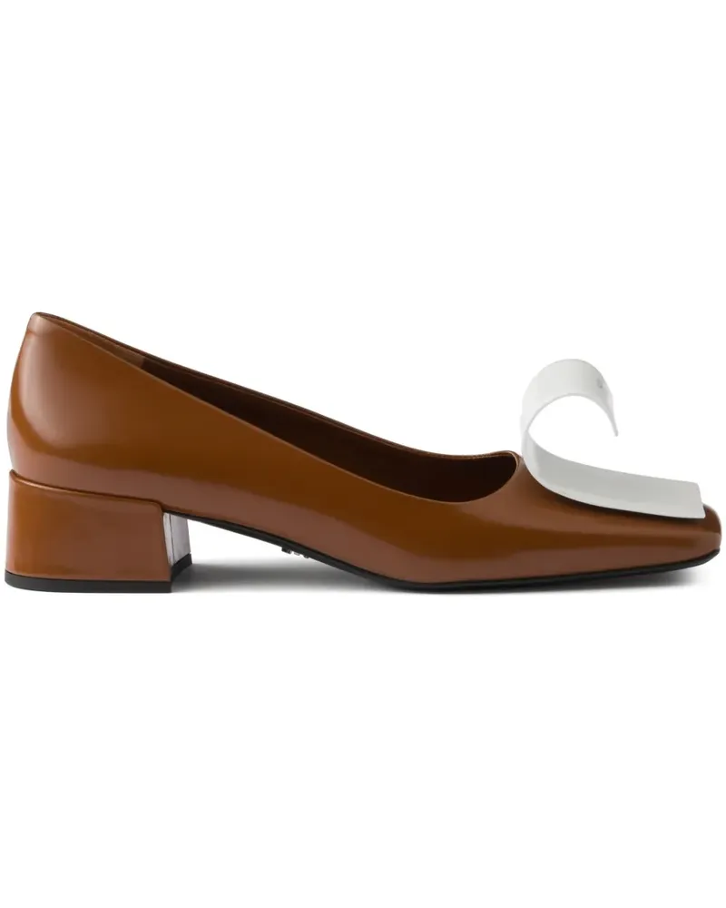 Prada Pumps aus gebürstetem Leder 35mm - Braun Braun
