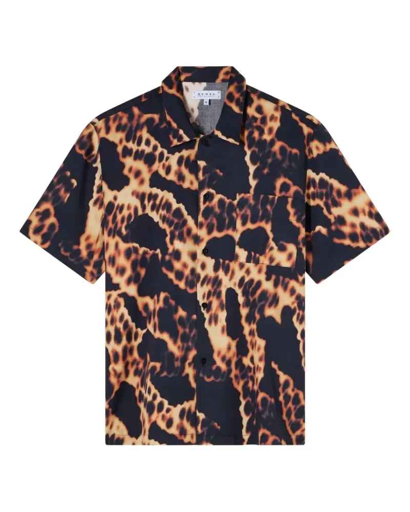 Edwin Jeans Gemustertes Yakedo Hemd mit Brusttasche - Schwarz Schwarz