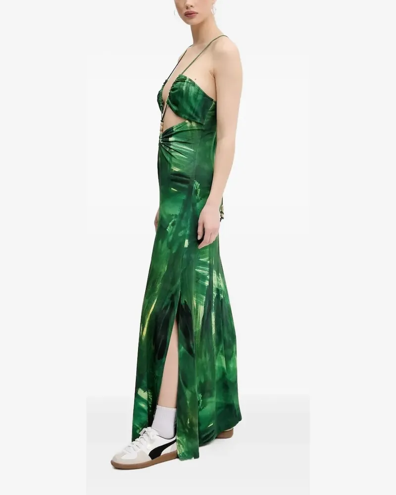 Desigual Maxikleid mit Blatt-Print - Grün Grün