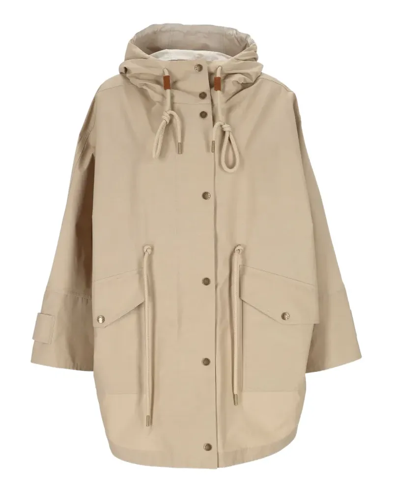 Moncler buttoned hooded drawstring coat - Nude Nude