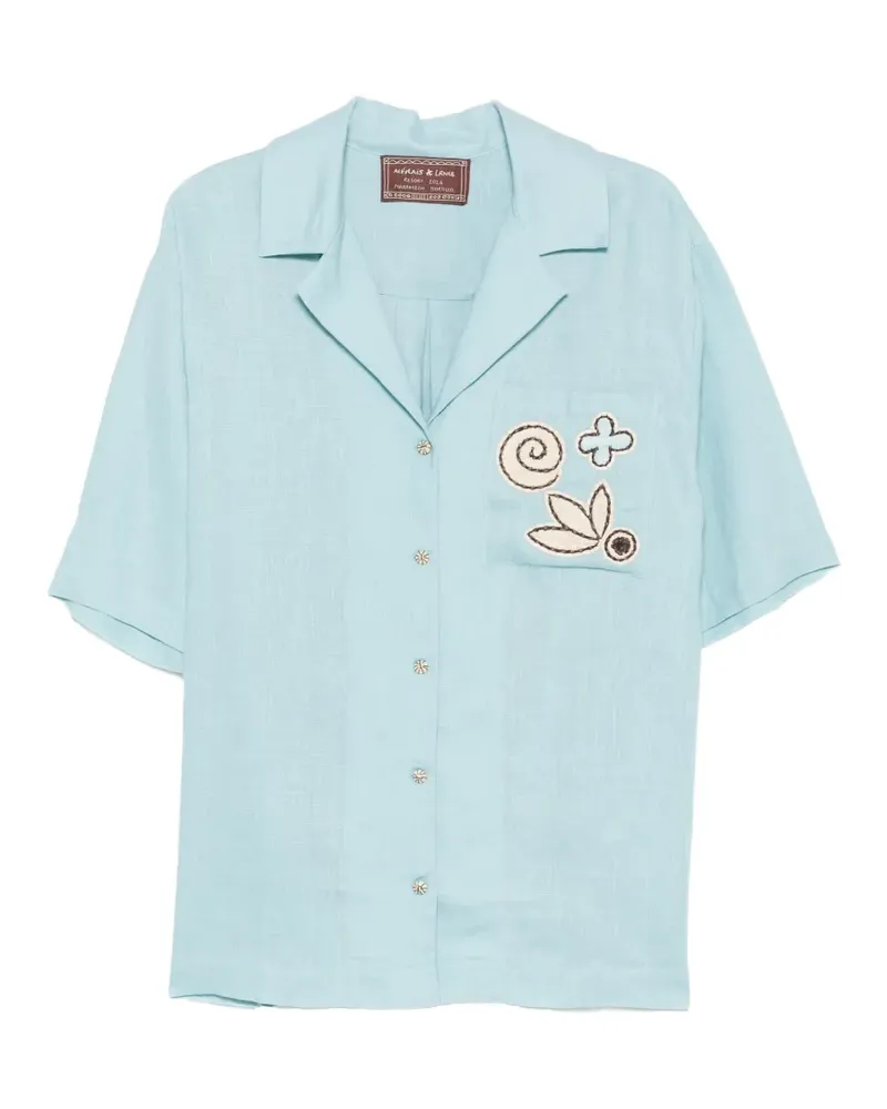 ALEMAIS Azar Hemd mit besticktem Patch - Blau Blau