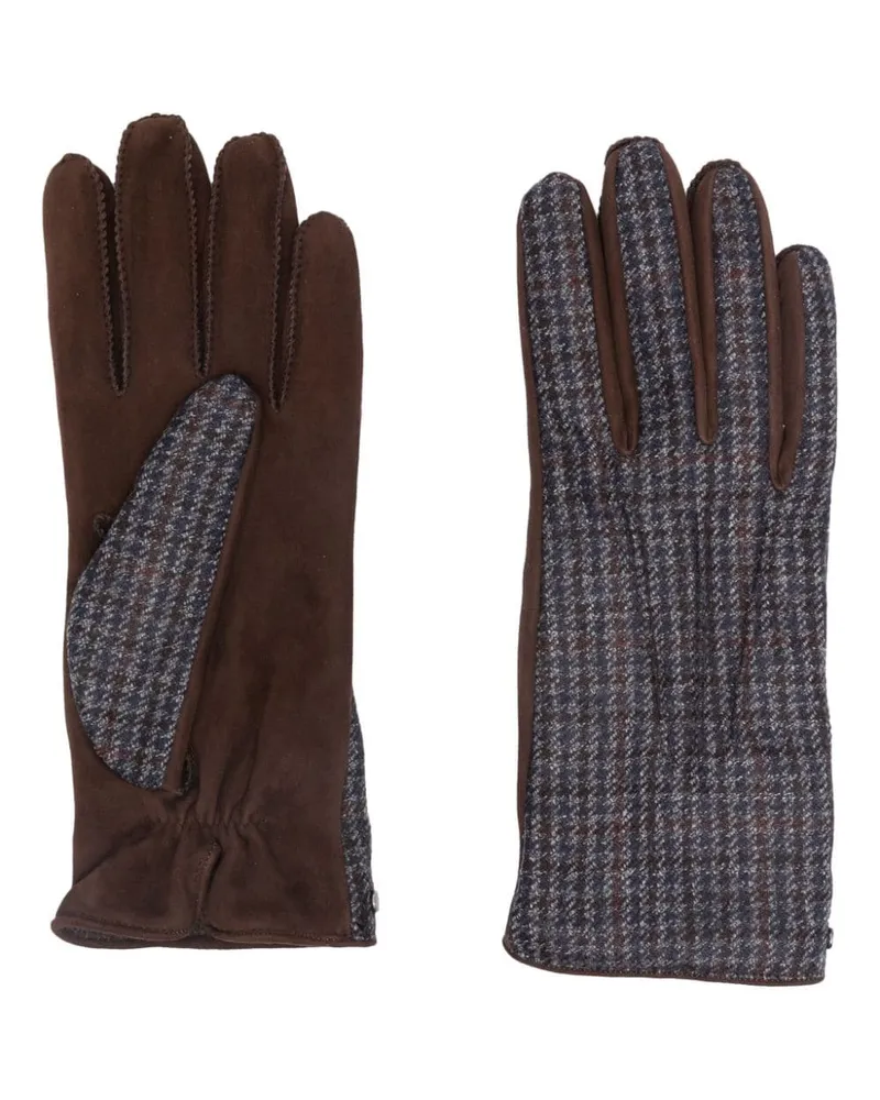 Canali Handschuhe aus Wildleder mit Hahnentrittmuster - Braun Braun