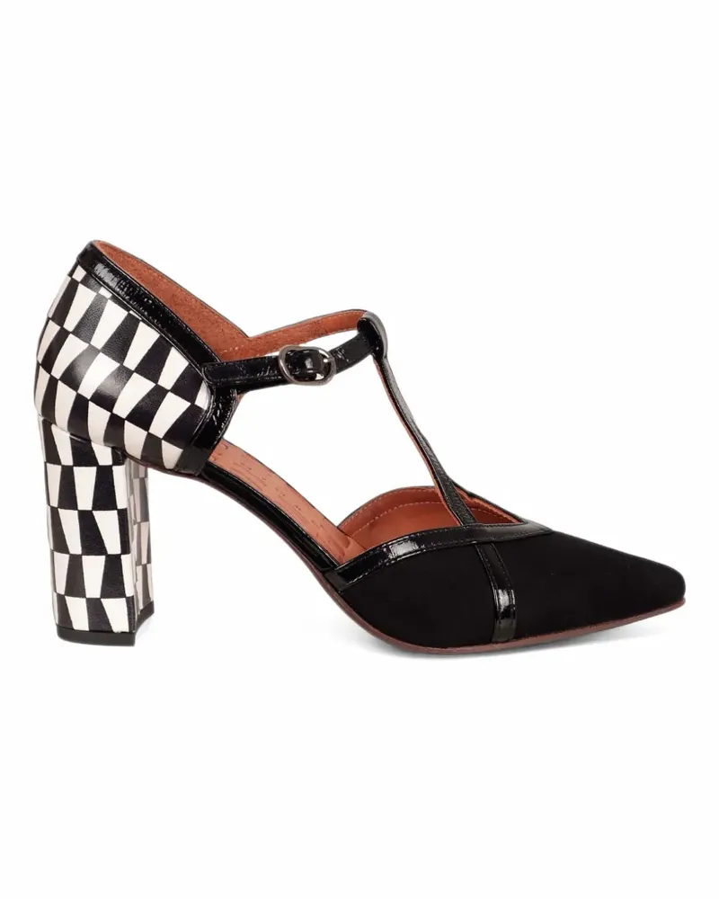 Chie Mihara checkered T-bar pumps - Schwarz Schwarz