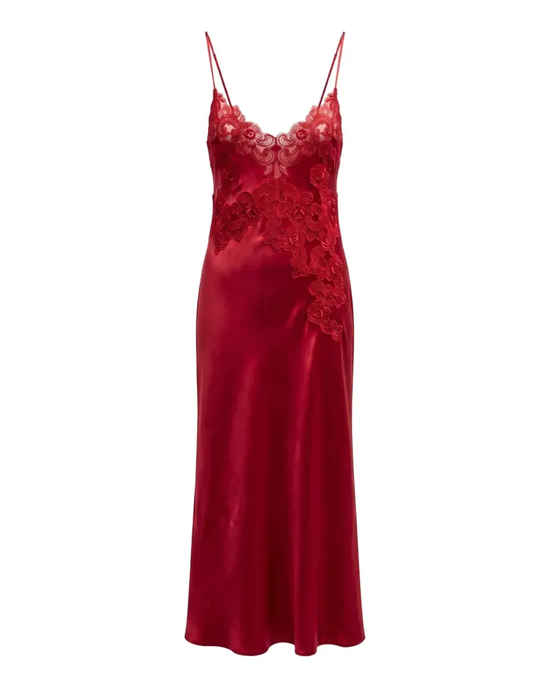 Loretta Caponi Grimilde lace-trimmed silk midi dress - Rot Rot