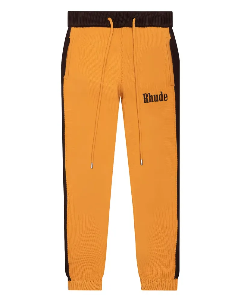 RHUDE Gestrickte Jogginghose mit Streifen - Gelb Gelb