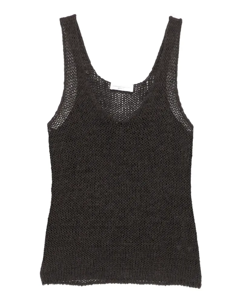 Roberto Collina open-knit V-neck top - Braun Braun