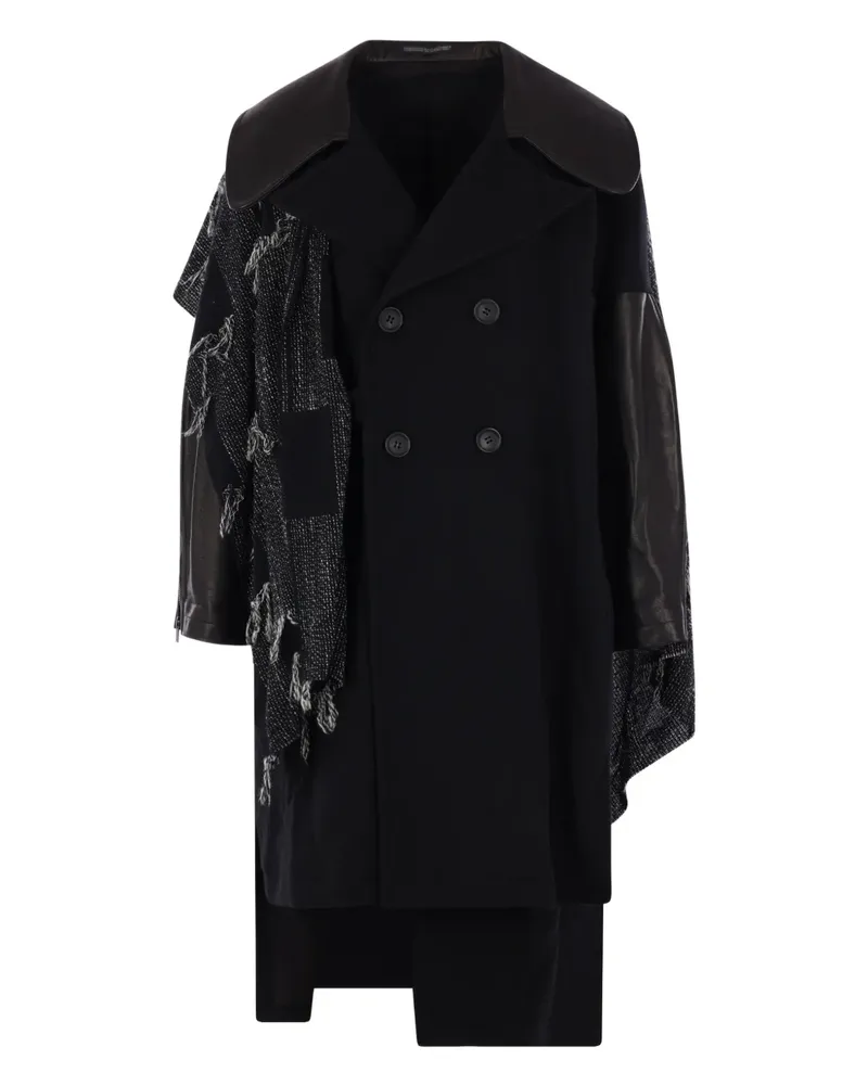 Yohji Yamamoto Mantel mit Einsatz - Schwarz Schwarz
