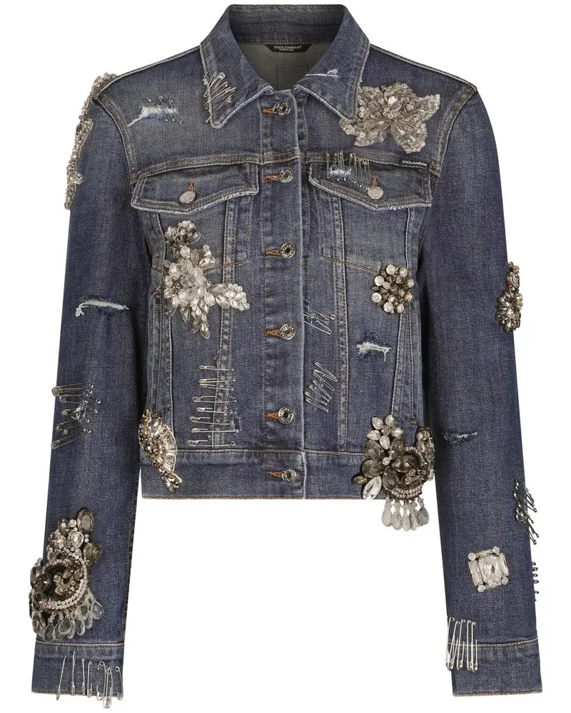 Dolce & Gabbana Jeansjacke mit Strassverzierung - Blau Blau