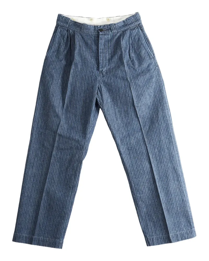 Taiga Takahashi Gestreifte Lot.723 Hose mit Falten - Blau Blau