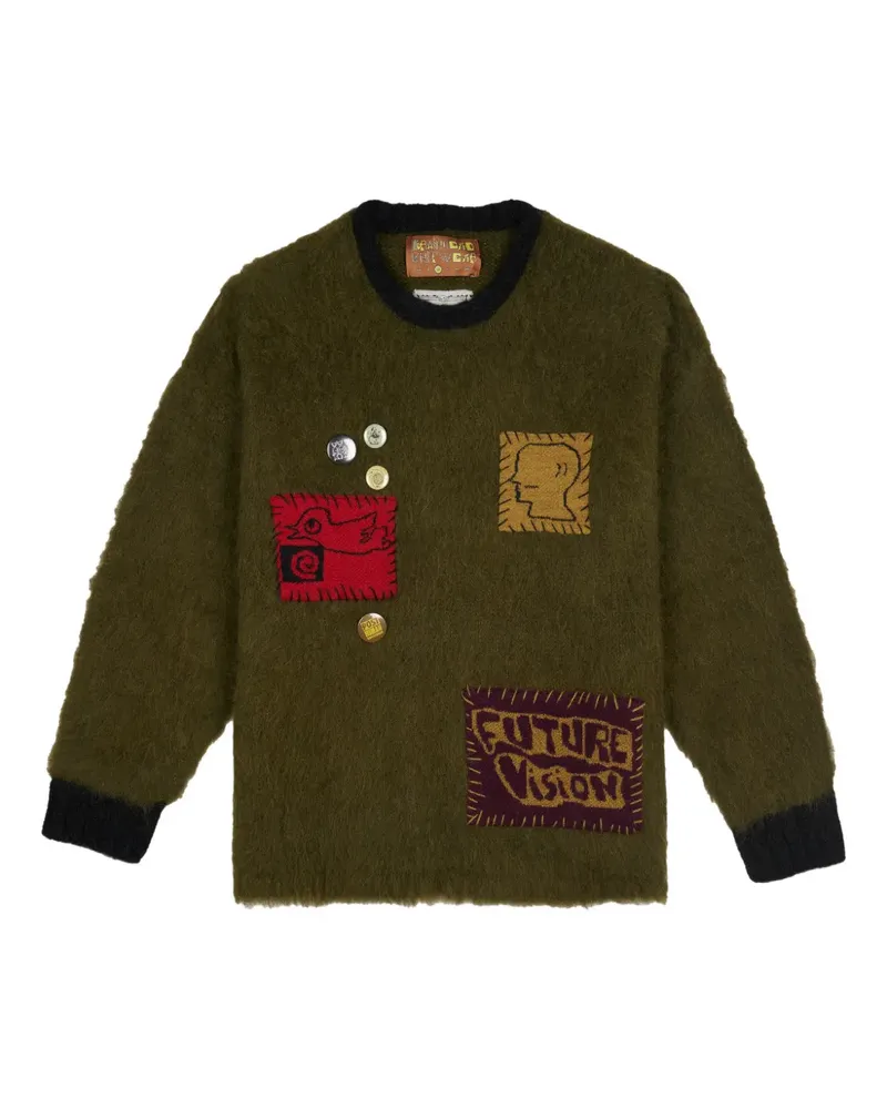 Brain Dead Patchwork-Pullover mit Anstecknadeln - Grün Grün