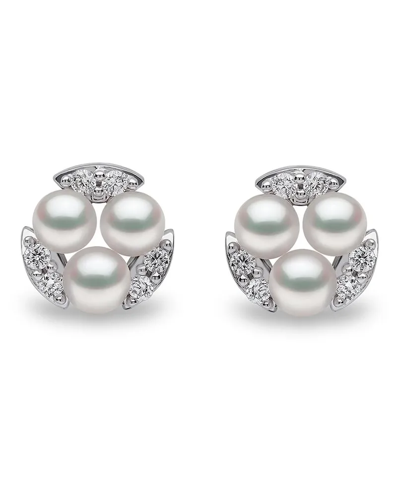 YOKO London 18kt Sleek Weißgoldohrstecker mit Diamanten und Akoya-Perlen - Silber Silber