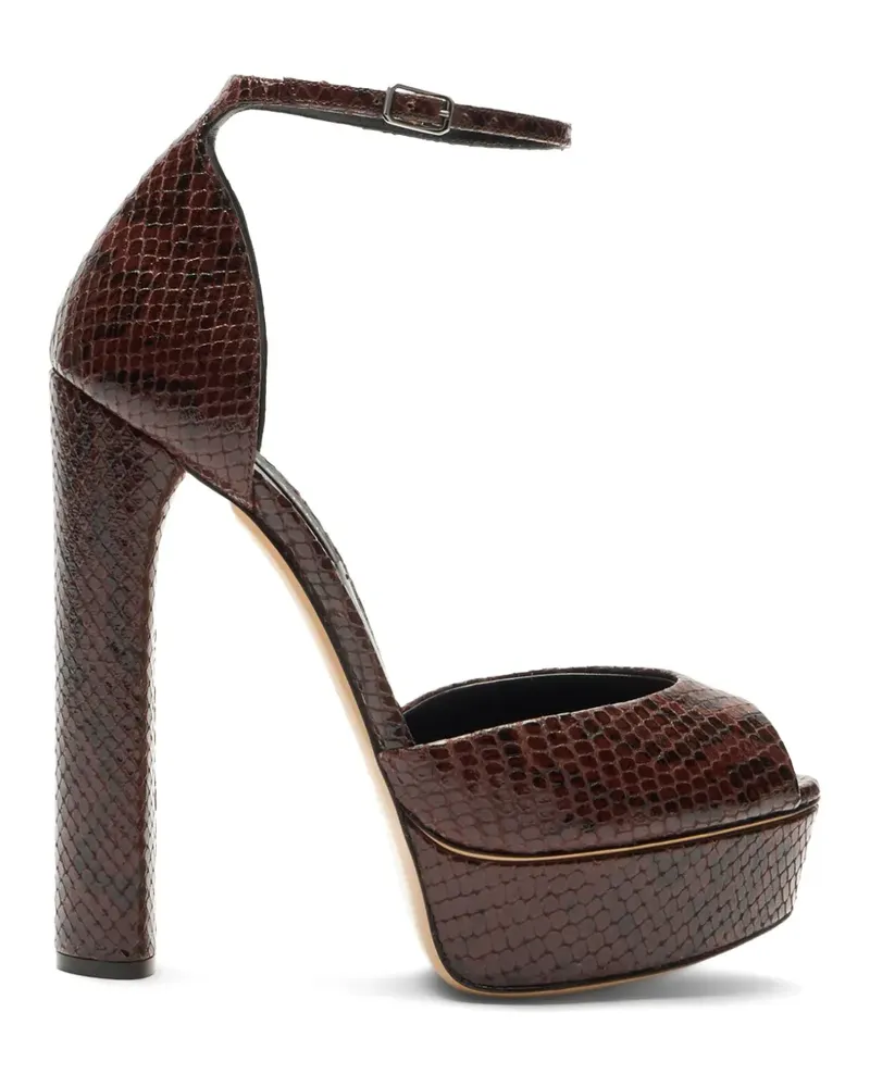 Casadei Flora python-effect platform sandals - Braun Braun