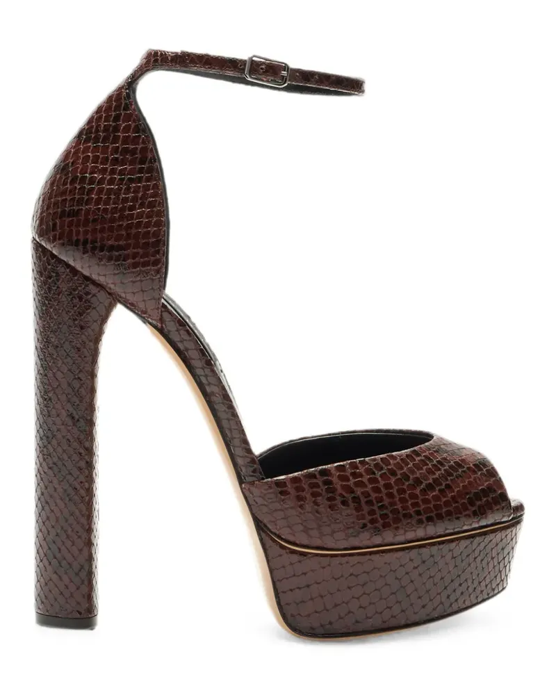 Casadei Flora python-effect platform sandals - Braun Braun