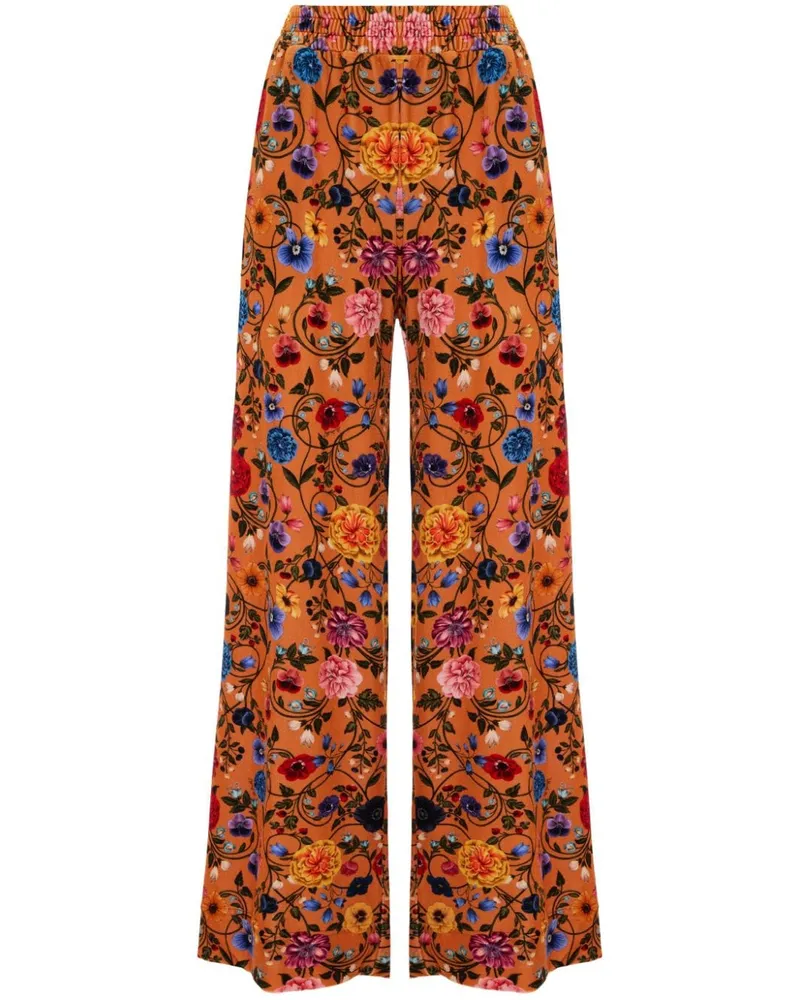 La DoubleJ Palazzohose mit Blumen-Print - Orange Orange