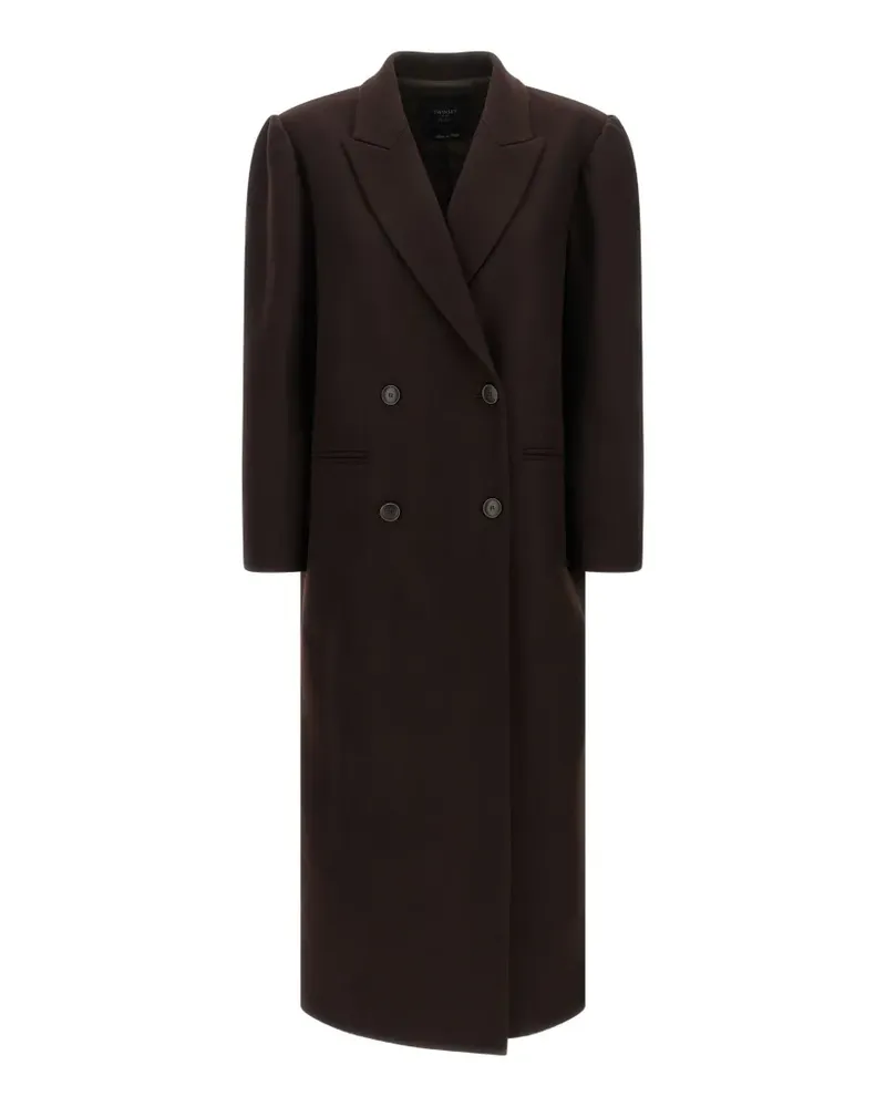 Twin-Set double-breasted puff-sleeve coat - Braun Braun